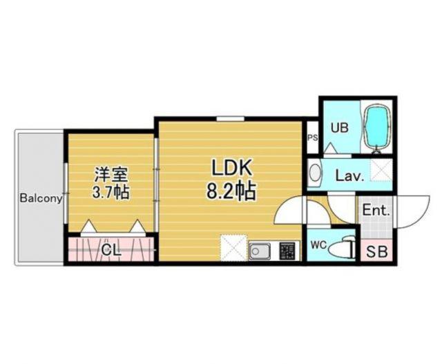 ジーメゾン明石ブリーズ(1LDK/1階)の間取り写真