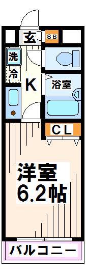 ドミール府中(1K/9階)の間取り写真