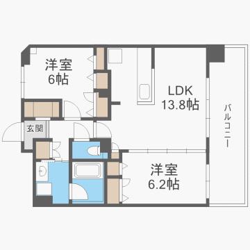 那珂川ヒルズ(2LDK/3階)の間取り写真