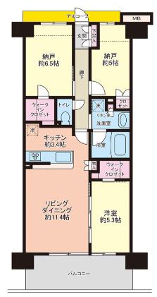 ウエリス姫路(3LDK/10階)の間取り写真