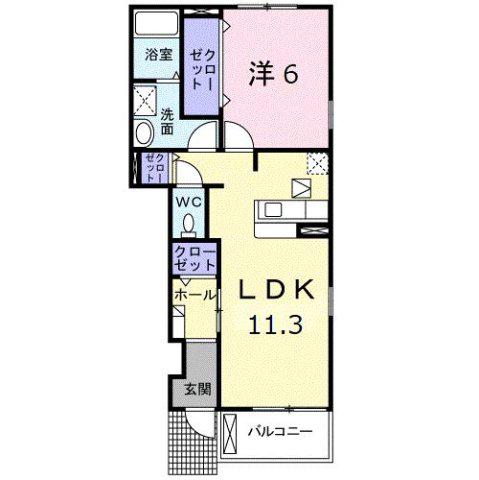 プリムローズK・I(1LDK/1階)の間取り写真