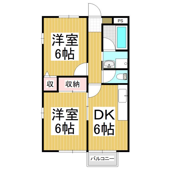 メゾンエス・プワール(2DK/1階)の間取り写真