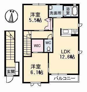 アリエッタ A棟(2LDK/2階)の間取り写真