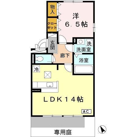 プロスペラール(1LDK/1階)の間取り写真