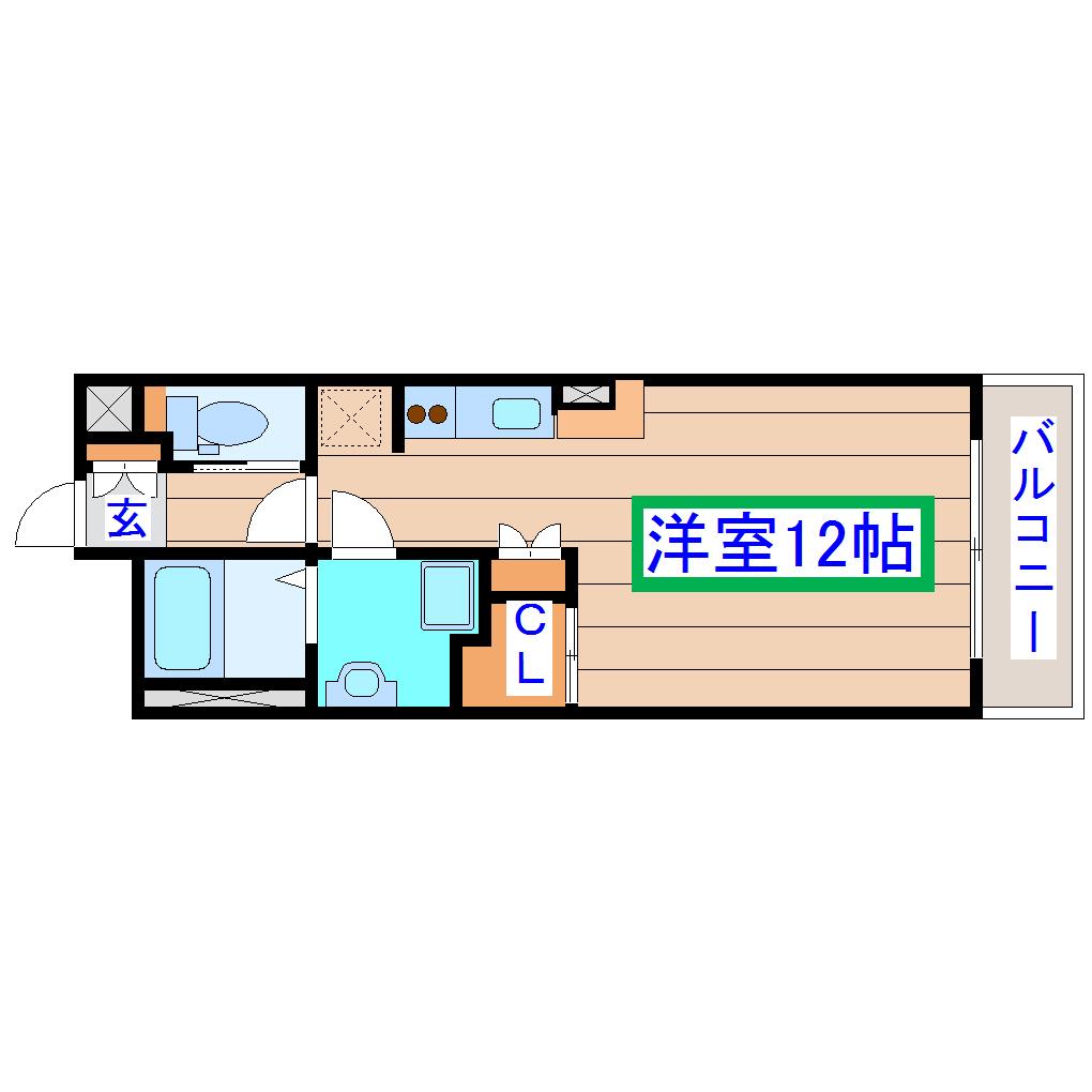 CAMELLIAガーデン八幡(ワンルーム/2階)の間取り写真