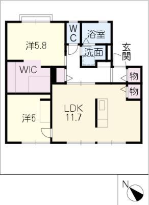 ジュネス小野A棟(2LDK/1階)の間取り写真
