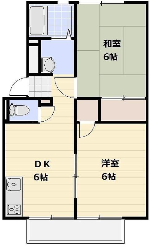 タウンハウスC(2DK/2階)の間取り写真