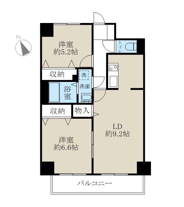 パークハイツ万代(2LDK/4階)の間取り写真