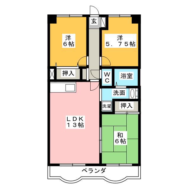 グローバルハイツHIRO(3LDK/2階)の間取り写真