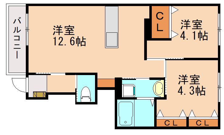 原町2丁目アパート(2LDK/1階)の間取り写真