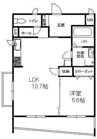 Kスクエア(ワンルーム/3階)の間取り写真