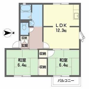 リトルフォレスト御立 D棟(2LDK/2階)の間取り写真