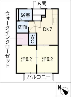 ファミールT(2DK/2階)の間取り写真