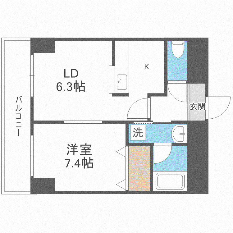アーバンフラッツ豊平4条(1LDK/3階)の間取り写真
