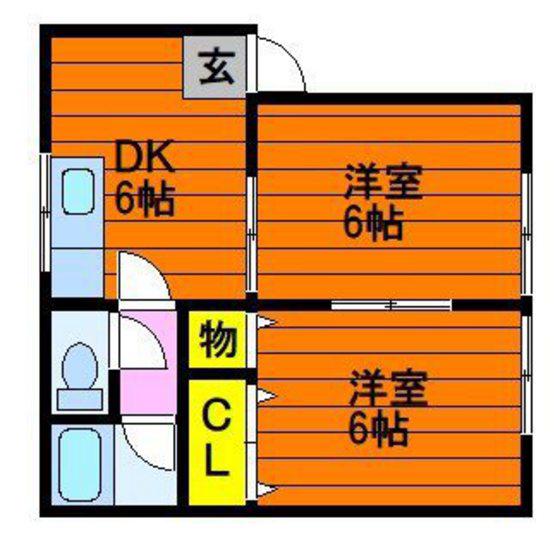 シティハイツカサミアI(2DK/1階)の間取り写真