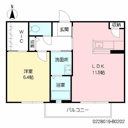 クラヴィエ隼人 II棟(1LDK/2階)の間取り写真