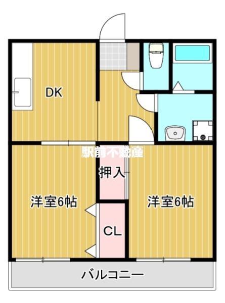 アザレアハイツ・ハンダ第1(2DK/3階)の間取り写真