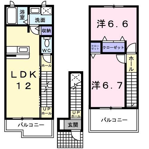 フェリスグラシア(2LDK/2階)の間取り写真