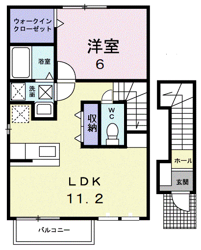 プチレジデンスディーバーH(1LDK/2階)の間取り写真