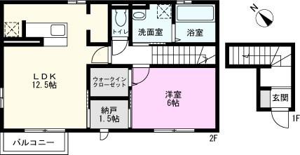 アミューズC(1SLDK/2階)の間取り写真