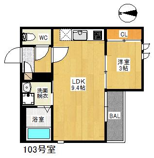 GRANDTICヴィラ野芥(1LDK/1階)の間取り写真