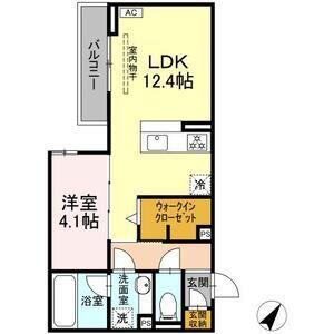 DCREST新川S(1LDK/3階)の間取り写真