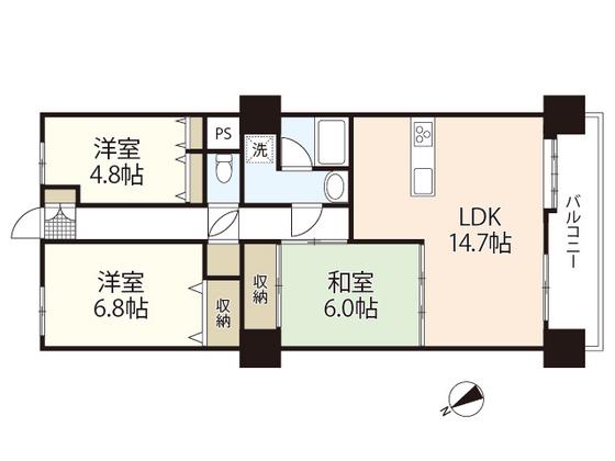 藤和廿日市ハイタウン(3SLDK/5階)の間取り写真