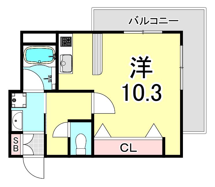 レグルス桜夙川(ワンルーム/2階)の間取り写真
