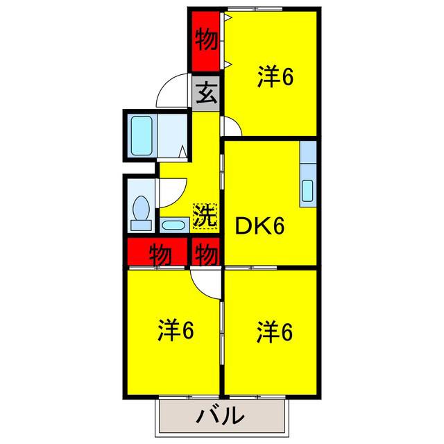 インペリアルハイツIII(3DK/2階)の間取り写真