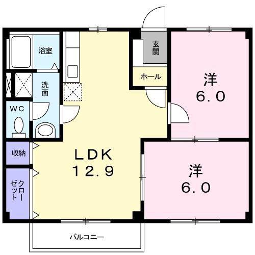 ニューシティ田代(2LDK/2階)の間取り写真