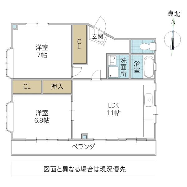 日高コーポ(2LDK/3階)の間取り写真