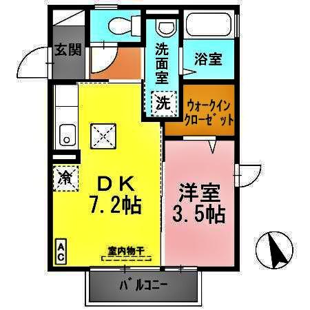 ウイスタリア戸塚(1DK/1階)の間取り写真