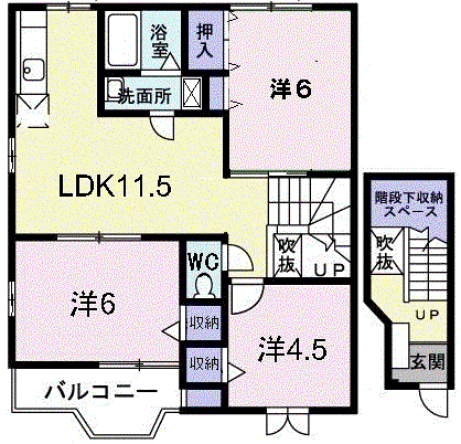 リヴィエールA(3LDK/2階)の間取り写真