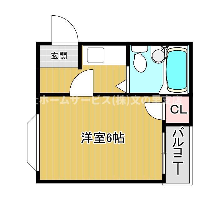 第2文の里ビル(ワンルーム/3階)の間取り写真