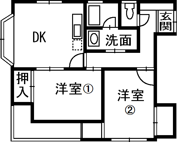 大沢コーポ(2DK/3階)の間取り写真