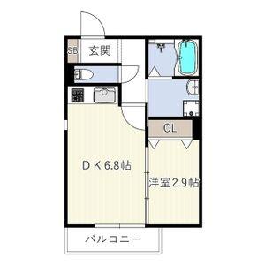 SMITH堺(1DK/2階)の間取り写真
