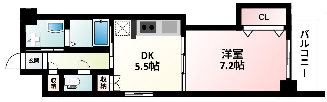 ニッケノーブルハイツ江坂(1DK/6階)の間取り写真