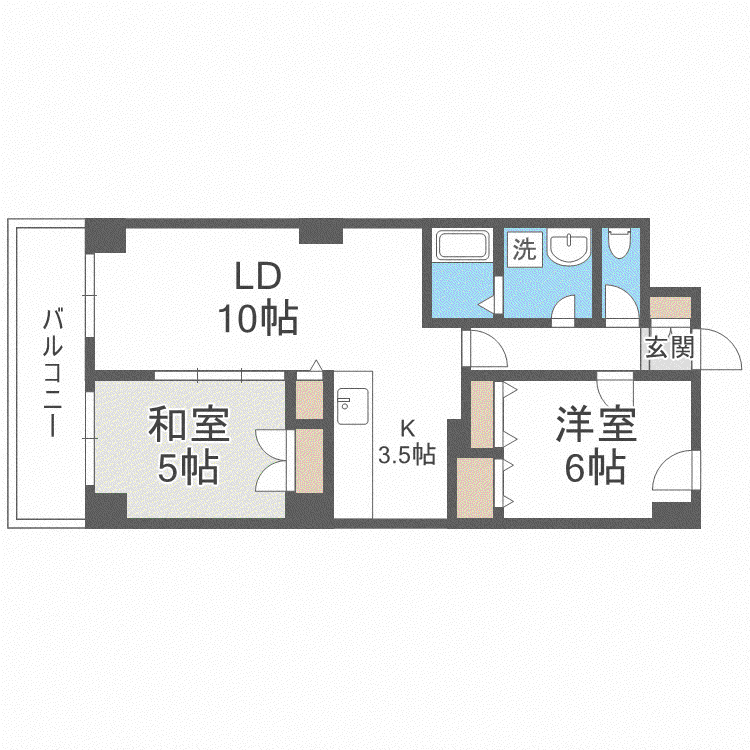 ヴァンヴェール医大前(2LDK/5階)の間取り写真