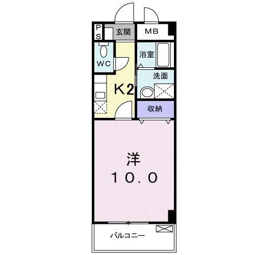 グランアールコハマ(1K/2階)の間取り写真