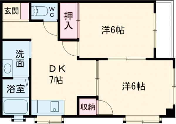 クリヨン38(2DK/4階)の間取り写真