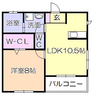 ハウス櫛原(1LDK/1階)の間取り写真