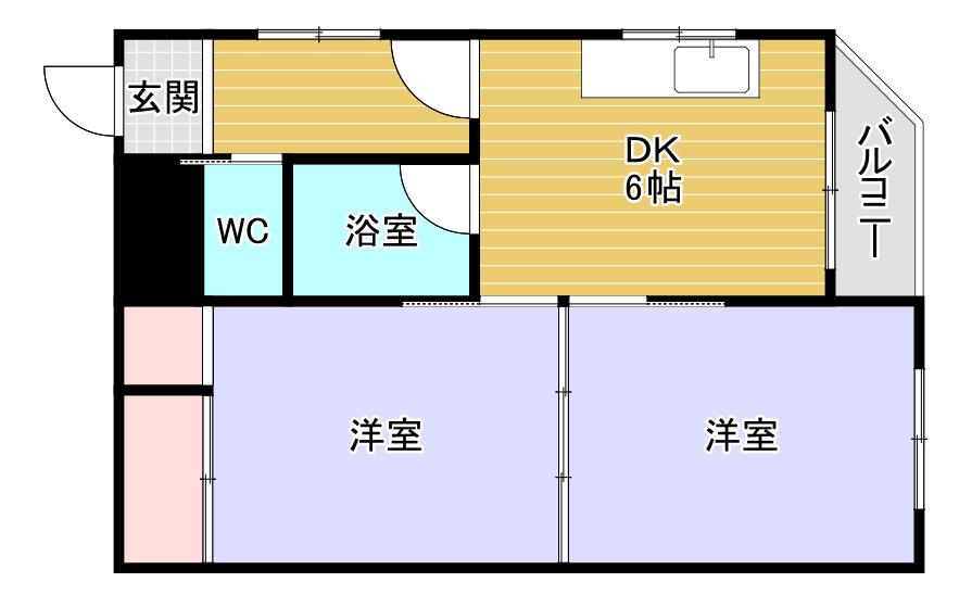 湯里ハイツC棟(2DK/4階)の間取り写真