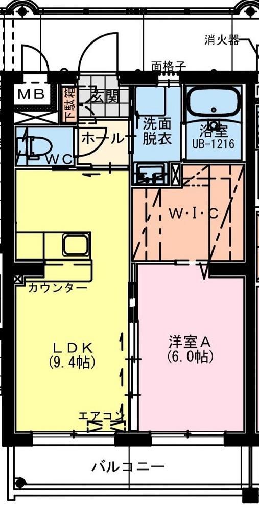 木花YMマンション(1LDK/1階)の間取り写真