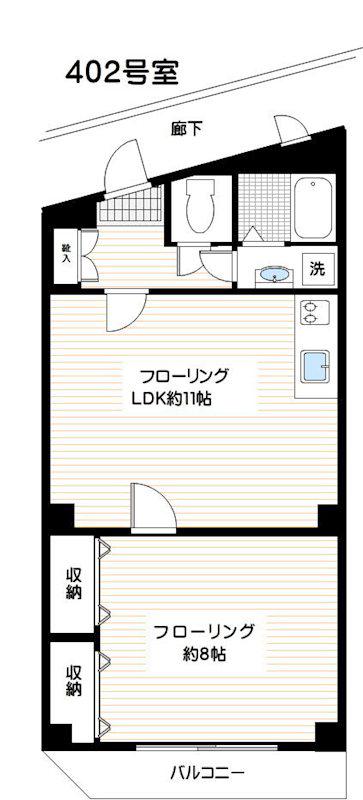 スカイマンション(1LDK/4階)の間取り写真