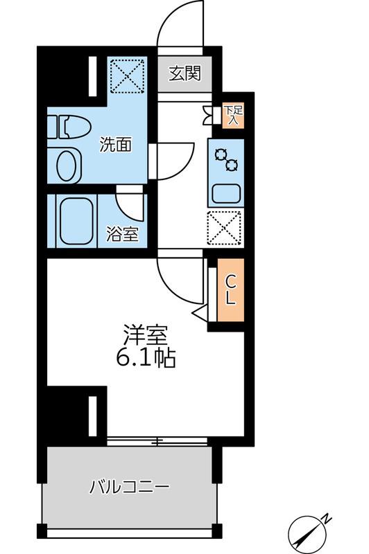 プライマル横濱平沼橋(1K/8階)の間取り写真
