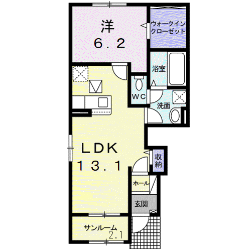 アリビオ II(1LDK/1階)の間取り写真