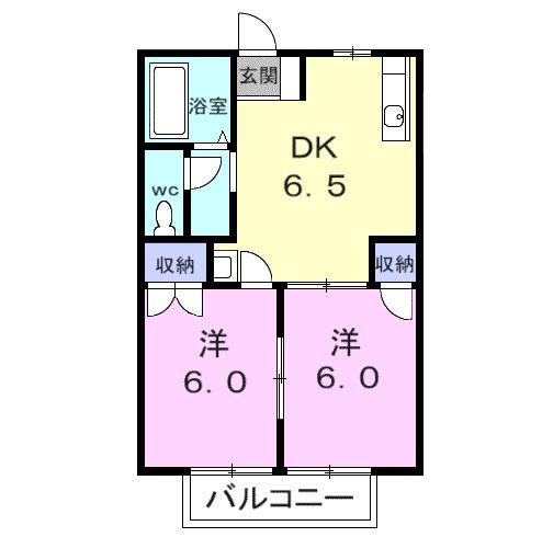 グリーンコーポ青木(2DK/1階)の間取り写真