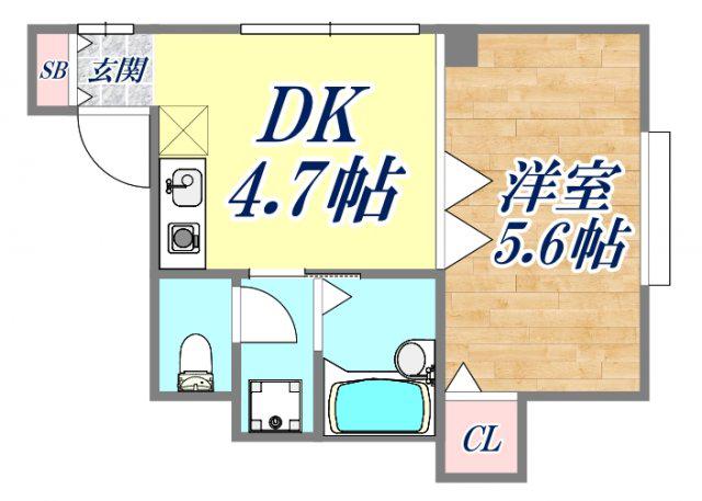 イースト西代(1DK/2階)の間取り写真