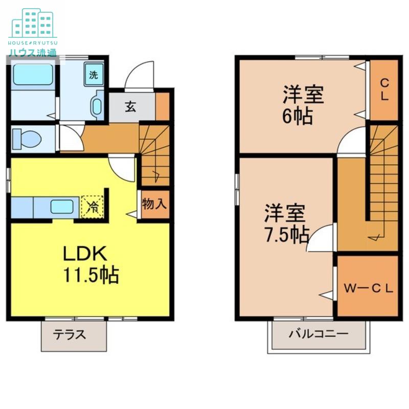 ラファエル大浜(2LDK/1階)の間取り写真