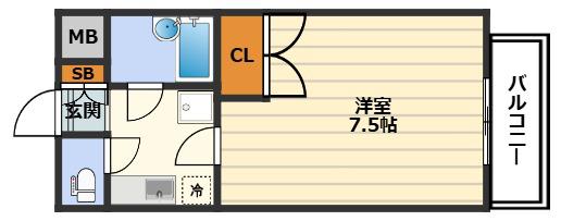 ローズコーポ天満東II(1K/9階)の間取り写真